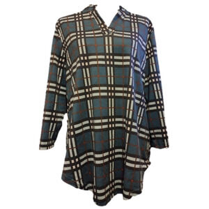 𝅺TEAL Plaid Boyfriend Shirt